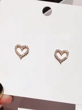 Kohl's Rose Gold Heart Outline Crystal Stud Earrings